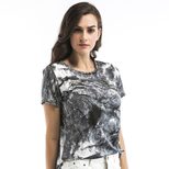 Womens T Shirt Short Sleeve Loose Fit Korean Style Floral Print Plus Size Spring Summer Casual W