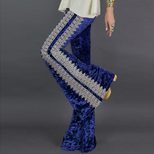 High Waist Loose Fit Velvet Wide Leg Pants with Crochet Lace Trim for Casual Wear in Autumn Winter Wholesale