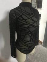 High Neck Long Sleeve Geometric Stretch Bodysuit Pajamas Soft Fabric Comfortable Fit Stylish Des