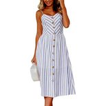 Casual Womens Summer Dress Colorful Striped Backless Design Adjustable Spaghetti Straps