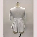 Plus Size Womens Dress Solid Color Deep V Neck Three Quarter Sleeve Autumn Fashion Wholesale Ava