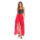 Chiffon Spliced Maxi Dress Sleeveless Waist Exposing Elegant Design Spring Summer Fashion for Wo