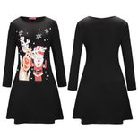 Christmas Dress for Women Snowman and Reindeer Print Long Sleeve Casual Holiday Wear