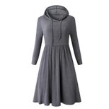 Hooded Long Sleeve Maxi Dress for Women Solid Color Casual Winter Wear custom packaging