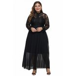 Plus Size Lace Hollow Out High Neck Long Sleeve Dress for Autumn Spring Wholesale fast shipping ready to ship