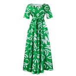 Fashionable Womens African Print Short Sleeve A Line Dress Elegant Tie Design Perfect for Summer