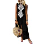 Summer Vacation Maxi Dress for Women Floral Patchwork Sleeveless Loose Fit Casual Style Ready to