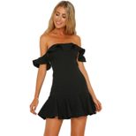 Off Shoulder Ruffle A Line Dress Sexy Elegant Lightweight Fabric Perfect for Summer Parties Whol