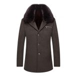 Woolen Overcoat for Middle Aged Fleece Lined Fur Collar Business Casual Winter Wear Wholesale Av