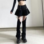 Ripped Denim Pleated Skirt Unique Design Removable Style Summer Fashion Casual Wear Wholesale Av