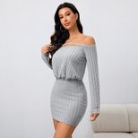 Off Shoulder Bodycon Dress Sexy Fit Short Length Autumn Winter Style Wholesale Available OEM ODM