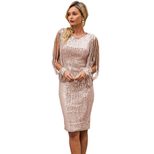 Elegant Evening Gown Slim Fit Long Sleeve Sequin Detail Perfect for Formal Events and Parties Wh