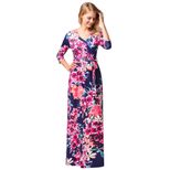 Floral Print Maxi Dress for Women V Neck Mid Sleeve Summer Casual Wear customizable