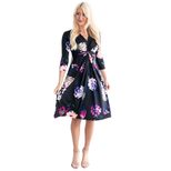 V Neck Floral Print Dress for Women Mid Sleeve Comfortable Fit Perfect for Beach and Casual Outings
