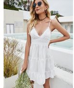 Backless White Dress with Bow Detail Elegant Fit and Flare Perfect for Summer Events