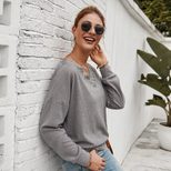V Neck Knitted Sweater for Women Casual Fit Long Sleeve Lightweight Fabric Perfect for Spring and Fall