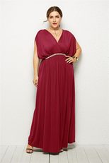 Plus Size Womens Batwing Sleeve Deep V High Waist Maxi Dress for Evening Parties Elegant Fashion Wholesale