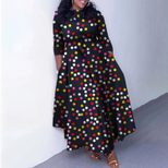Plus Size African Print Maxi Dress Stylish Floral Design Tie Neck Flowy Silhouette Spring Summer