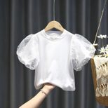 Girls Short Sleeve T Shirt with Puff Sleeves Cotton Summer Top Casual Wear Available in Multiple Sizes Wholesale