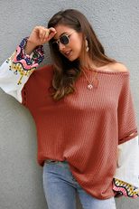 Knitted Patchwork Sweater Stylish Design Comfortable Fit Warm Fabric Autumn Winter Fashion for Women OEM Availab