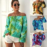 Womens Summer Long Sleeve Off Shoulder Top Original Design Lightweight Fabric Trendy Style Perfe