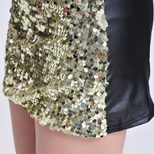 Sequin Faux Leather Patchwork Dress Spring Fashion Trendy Style European Quality Perfect for Par
