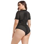 Plus Size Womens Sheer Beach Jumpsuit Round Neck Short Sleeve Fashionable Design Perfect for Sum