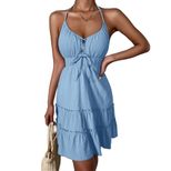 Mini Dress Sexy Backless Halter Neck Floral Print Casual Summer Wear Wholesale Available customi