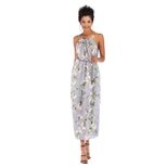 Womens Summer Dress Sleeveless Slim Fit Fresh Floral Print Lightweight Chiffon for Casual Wear D