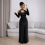 Black Lace Bodycon Dress Long Sleeve Slim Fit Elegant Design Autumn Winter Fashion for Parties W
