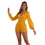 Womens Sexy V Neck Ruffle Long Sleeve Jumpsuit Elegant Design Comfortable Fit Versatile Style Av