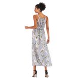 Womens Summer Dress Sleeveless Slim Fit Fresh Floral Print Lightweight Chiffon for Casual Wear D