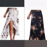 Chiffon Floral Print Midi Skirt Irregular Hem Tie Detail High Slit Summer Fashion for Women Wholesale Available