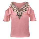 Loose Fit Womens V Neck Short Sleeve T Shirt Comfortable Cotton Fabric Spring Summer Casual Wear