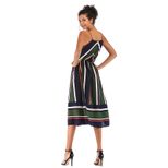 Womens Striped Color Block Chiffon Midi Dress V Neck Sleeveless Lightweight Fabric Spring Summer