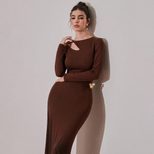 Vintage Inspired Hollow Out Long Sleeve Dress Slim Fit Elegant Design Autumn Winter Style Wholes