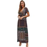 Bohemian V Neck Short Sleeve Dress Summer Collection Unique Design Lightweight Fabric Perfect fo