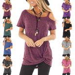 Twist Front Short Sleeve T Shirt for Women Casual Loose Fit Summer Wear Available in Multiple Sizes Wholesale