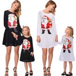 Long Sleeve Christmas Print Family Matching Dresses for Women Casual Holiday Wear Wholesale Low MOQ custom packaging