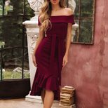 Off Shoulder Bodycon Dress Sexy Design Four Color Options Elegant Style Perfect for Spring Summe
