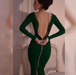 Knee Length Knitted Dress Sexy Back Zipper Long Sleeve Comfortable Fabric Nightclub Wear Ready t
