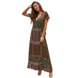 Bohemian V Neck Short Sleeve Dress Summer Collection Unique Design Lightweight Fabric Perfect fo