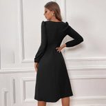 V Neck Long Sleeve Dress Elegant Fit Side Slit Mid Length Office Wear Casual Events Wholesale Av