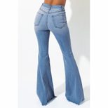 High Waist Ripped Flare Jeans for Women Slim Fit with Frayed Hem Casual Streetwear