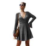 V Neck Knit Dress for Women Sexy Fit Long Sleeve Autumn Winter Fashion ready to ship
