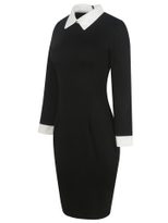 Long Sleeve Collared Pencil Dress for Women Elegant Fit Autumn Winter Collection