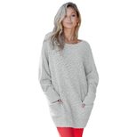 Womens Long Knit Sweater Solid Color Round Neck Long Sleeve Loose Fit Autumn Winter Casual Wear