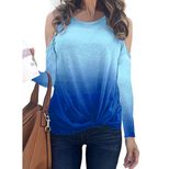 Rainbow Gradient Print Long Sleeve T Shirt for Women Casual Fit Comfortable Fabric Fall Winter Collection