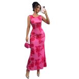 Sleeveless Floral Maxi Dress for Women Elegant Straight Fit Vacation or Casual Wear