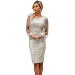Elegant Evening Gown Slim Fit Long Sleeve Sequin Detail Perfect for Formal Events and Parties Wh